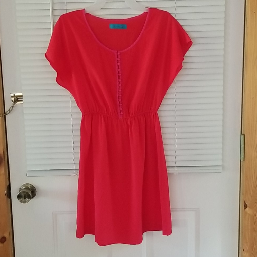 Red button down dress